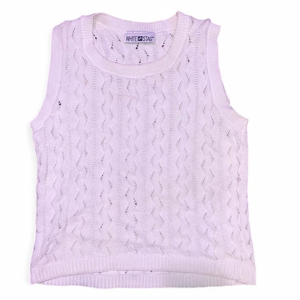 vintage white stag cable knit sweater vest